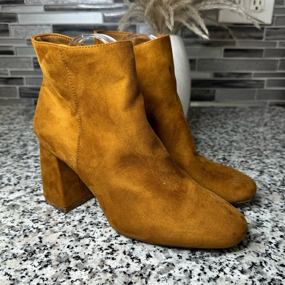 Stradivarius | Women's Suede Ankle Boots With Block Heel Size 39 US 8.5